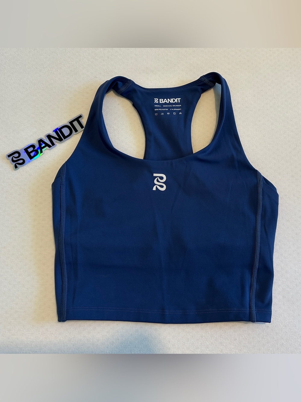 Bandit Running Stamina Scoop Neck Race Crop - Space Blue - size XS